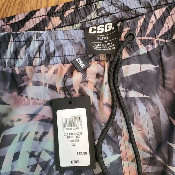 CSG Mens XL Swim Trunks Palm Cove Shorts Multi-Color Elastic Waist Drawstring - Picture 5 of 5